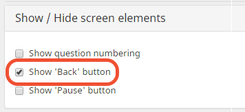 show back button