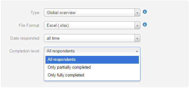 Word survey results: choose completion level