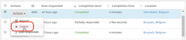 Delete respondents