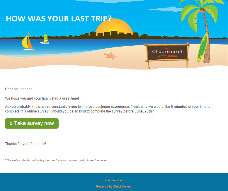 email invitation survey template