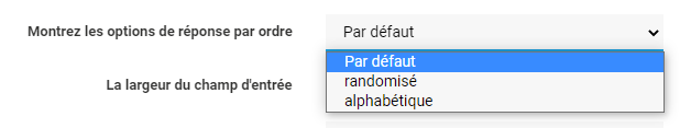 ordre des options de réponse