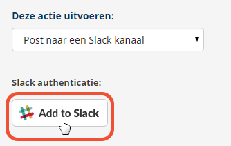 knop 'add to slack' om feedback naar Slack te sturen