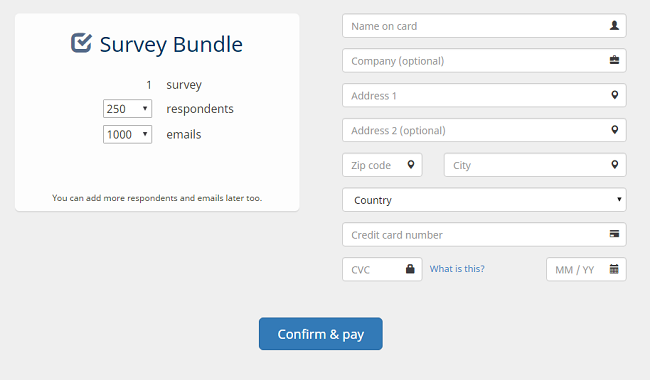 confirm and pay by credit card