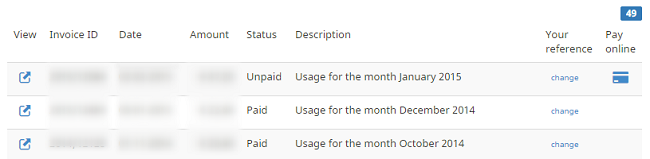 list of invoices in CheckMarket account