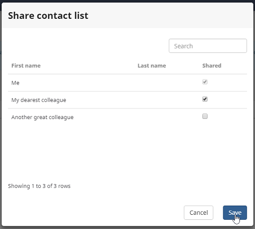 Share the contact list with other users in your account