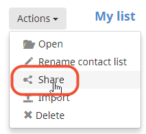Actions -> Share