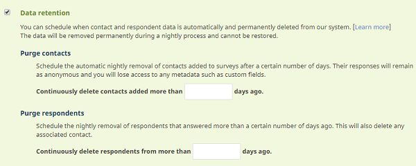 data retention on survey level