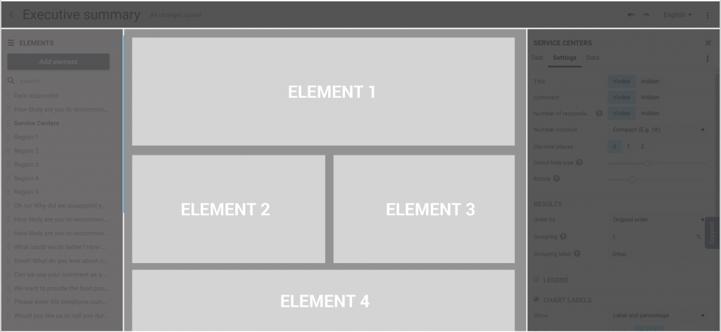 Survey report builder viewer area