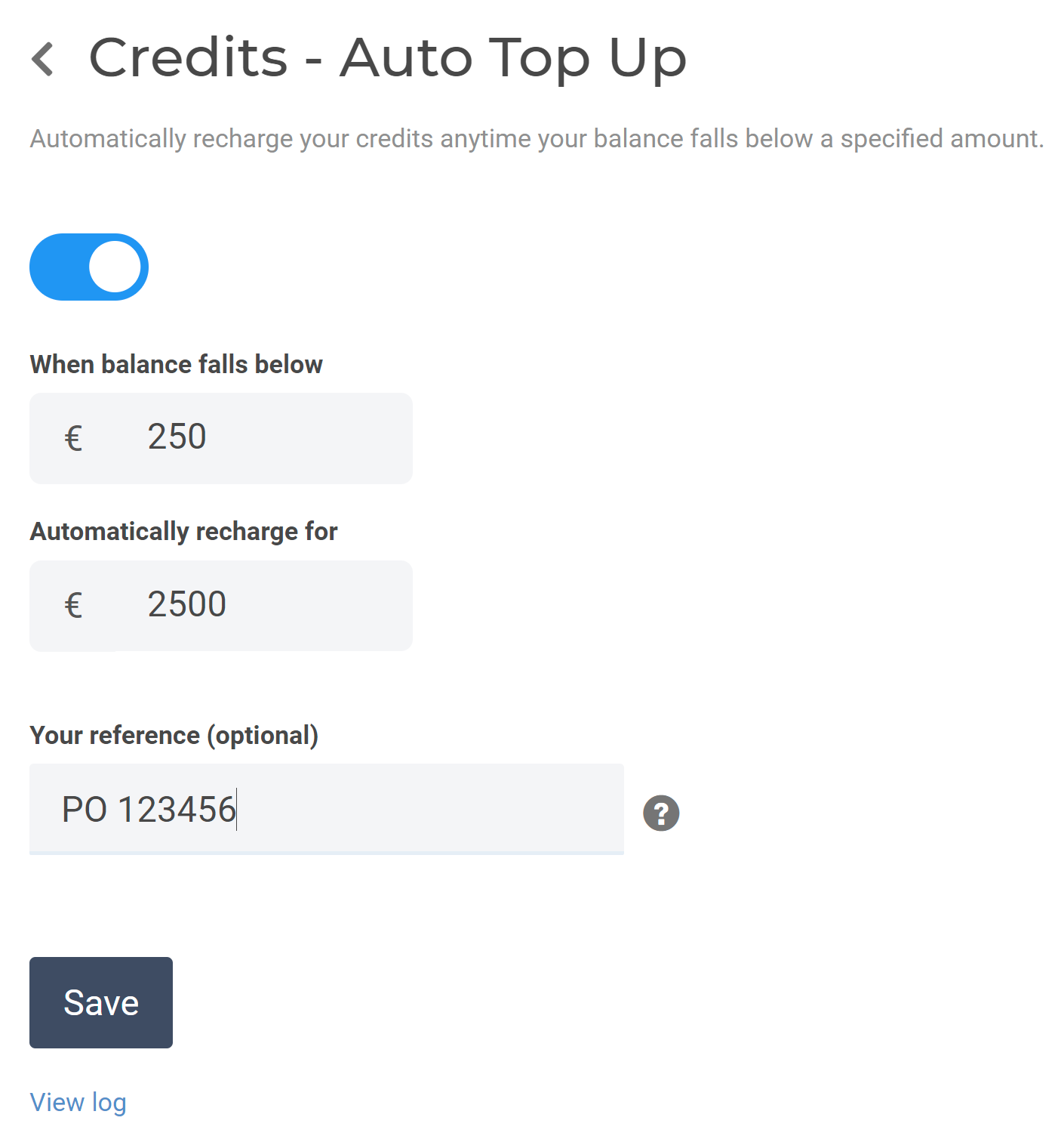 Auto top up CheckMarket credit balance